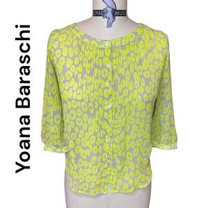 Yoana Baraschi sold at Anthropologie Top To Elbow Sleeves Chartreuse & Gray Sz S